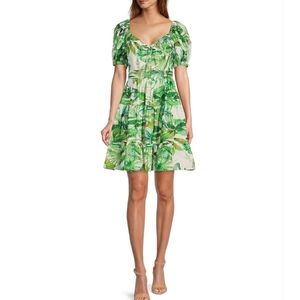 Antonio Melani Paola Jungle Tropical Print V-Neck Short Sleeve Dress